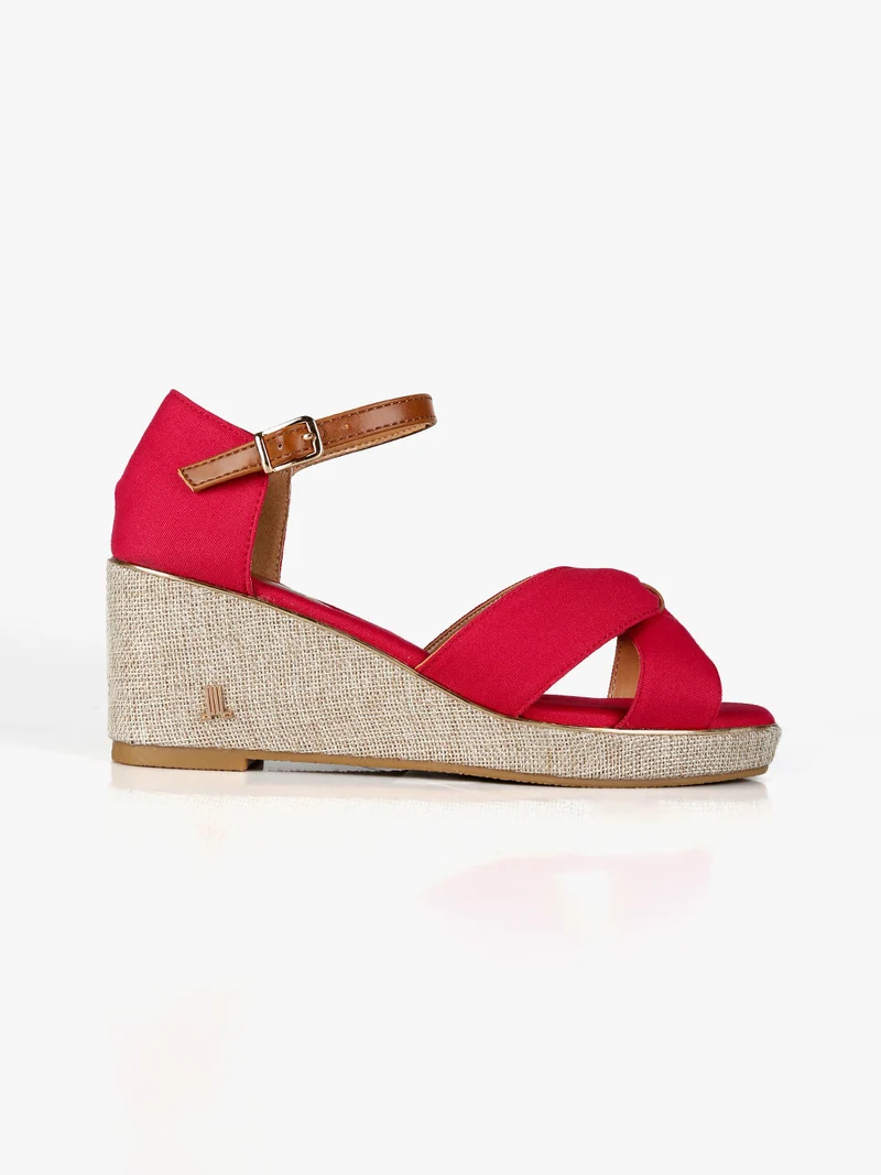 Sandali donna con zeppa - rosso