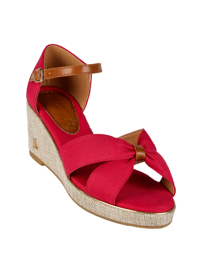 Sandali donna con zeppa - rosso