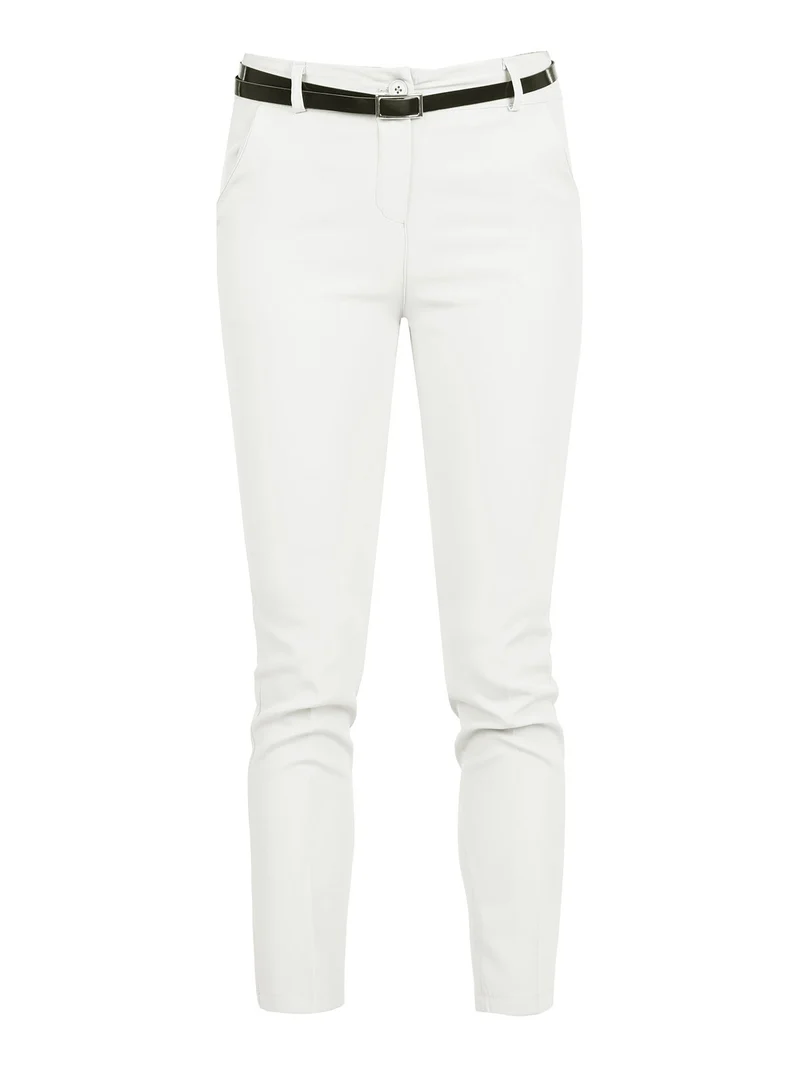 Pantaloni classici da donna a sigaretta - bianco