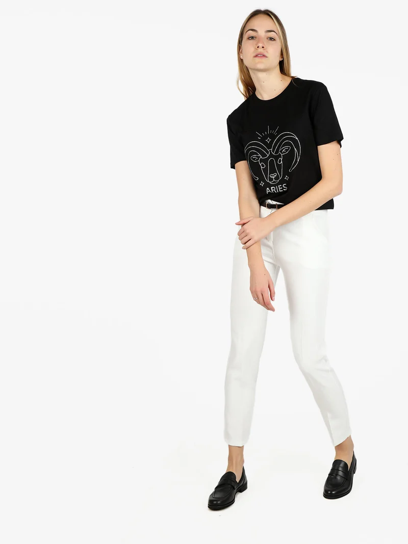 Pantaloni classici da donna a sigaretta - bianco