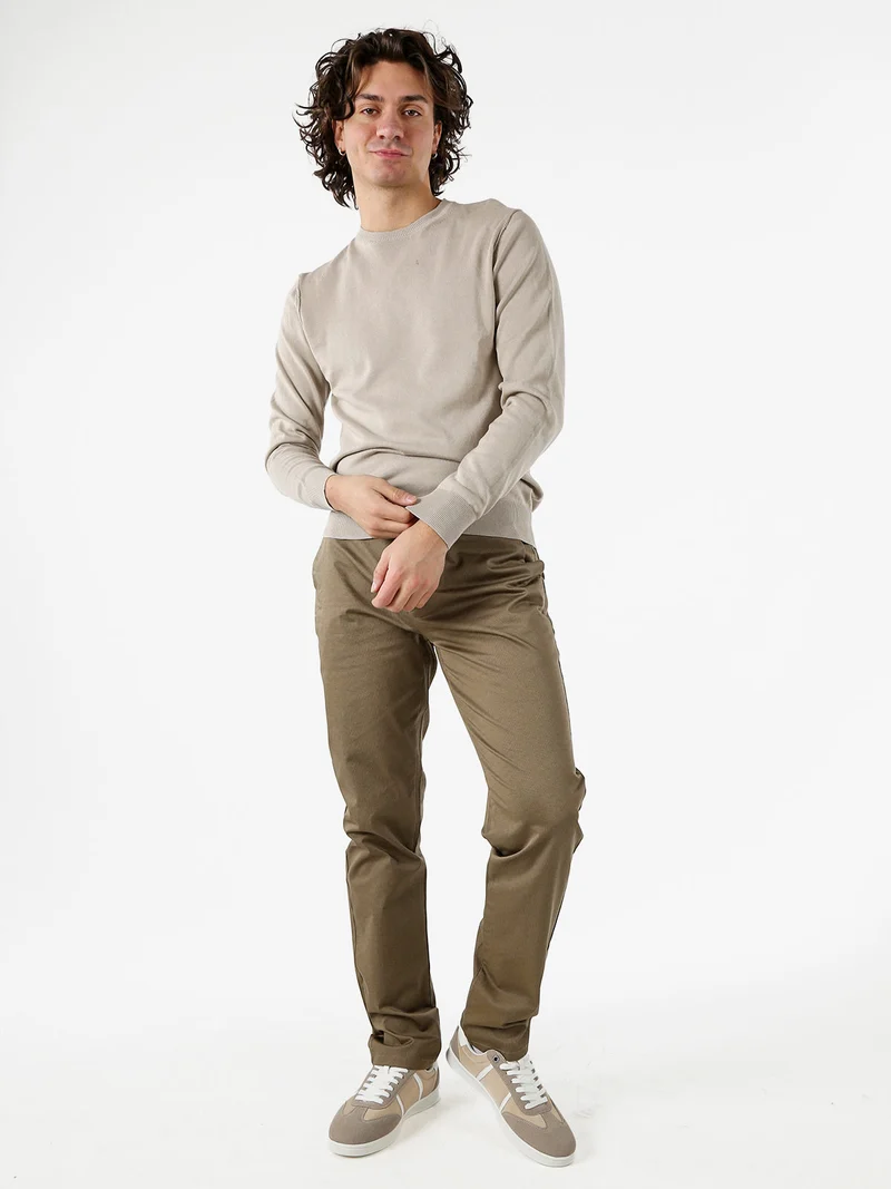 Pantaloni casual da uomo a vita bassa - fango