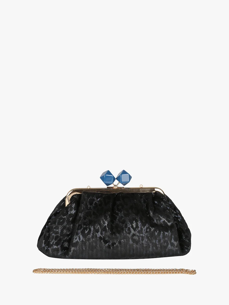 Borsa clutch da donna animalier - blu scuro