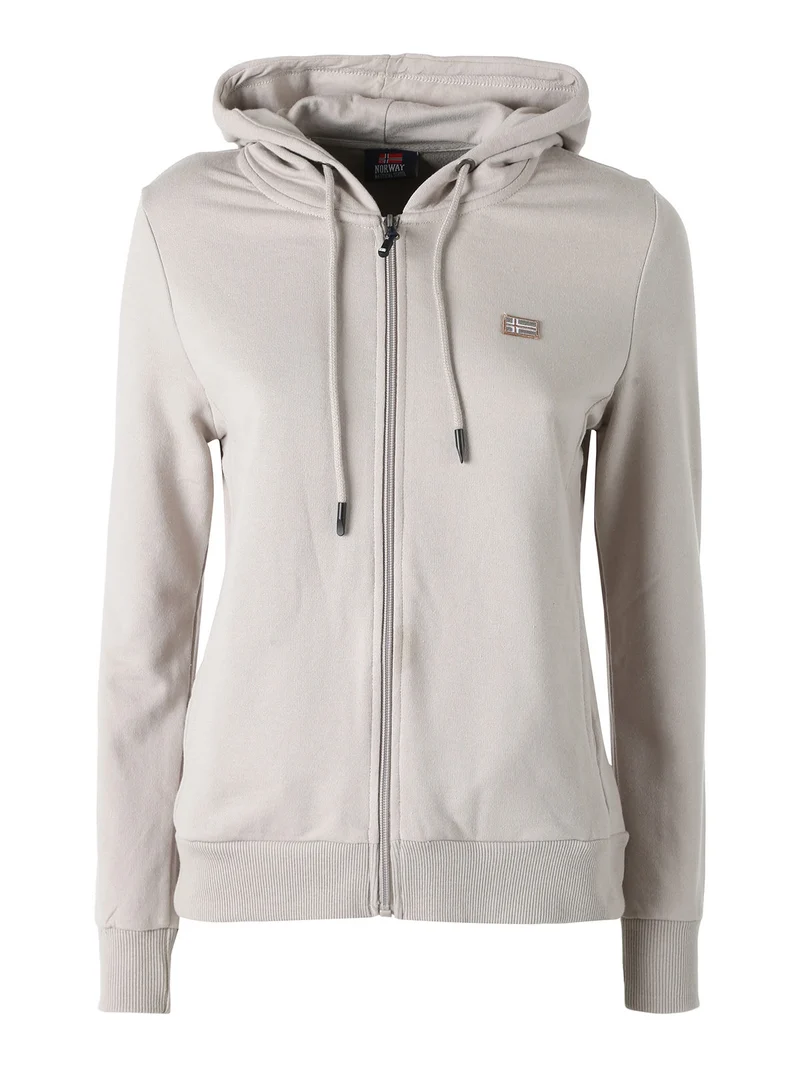 Felpa donna full zip con cappuccio - sabbia
