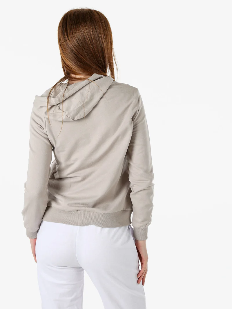 Felpa donna full zip con cappuccio - sabbia