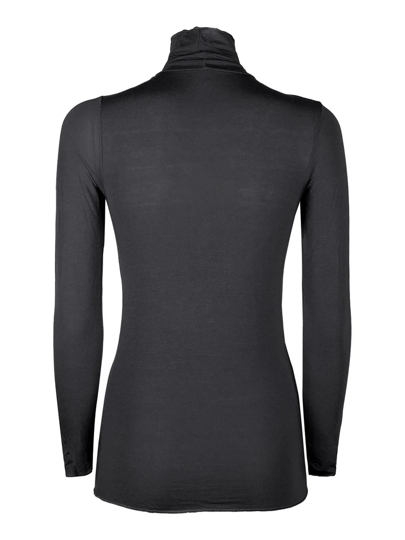 P0714M Dolcevita donna in cashmere a manica lunga - nero