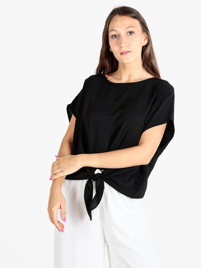 Blusa donna a maniche corte - nero