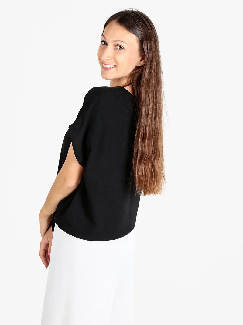 Blusa donna a maniche corte - nero