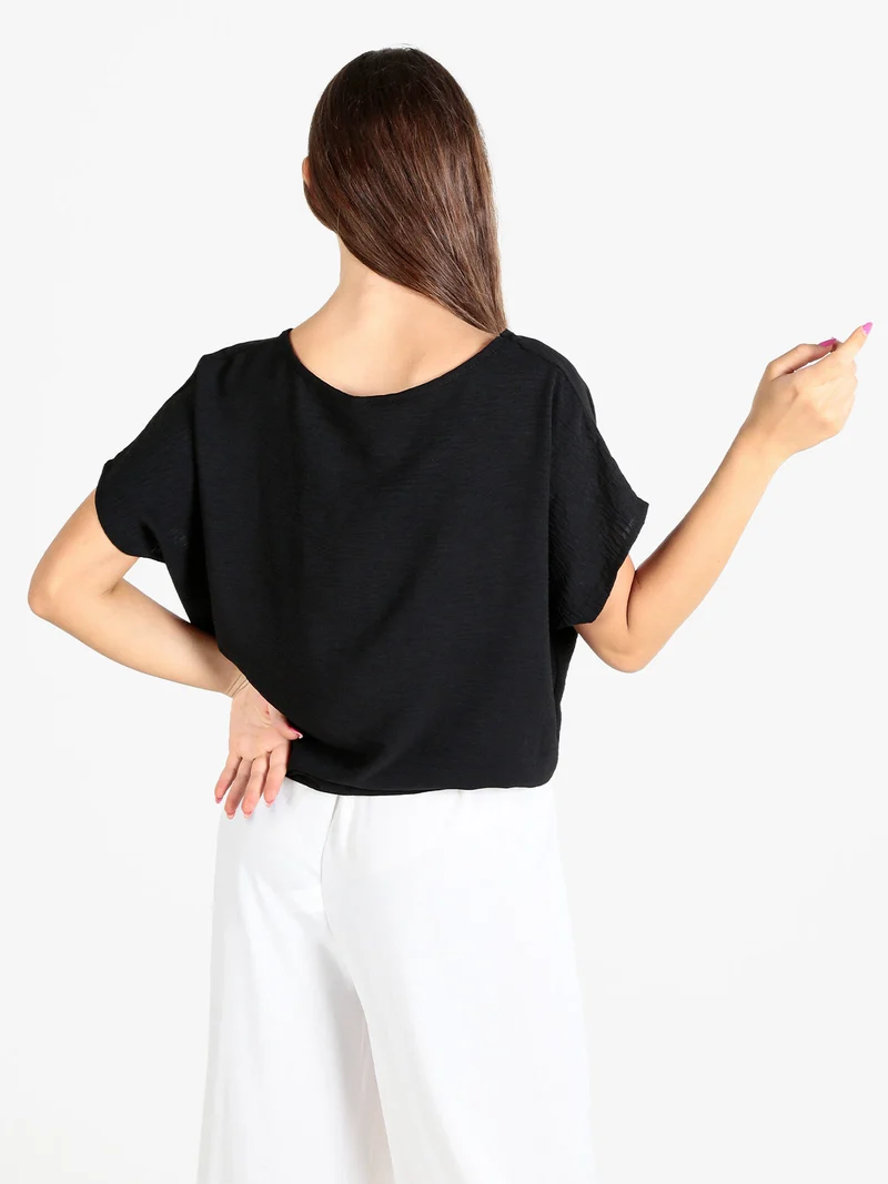 Blusa donna a maniche corte - nero
