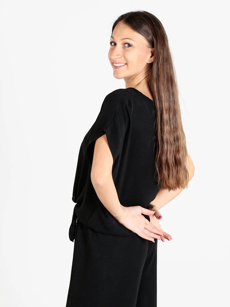 Blusa donna a maniche corte - nero