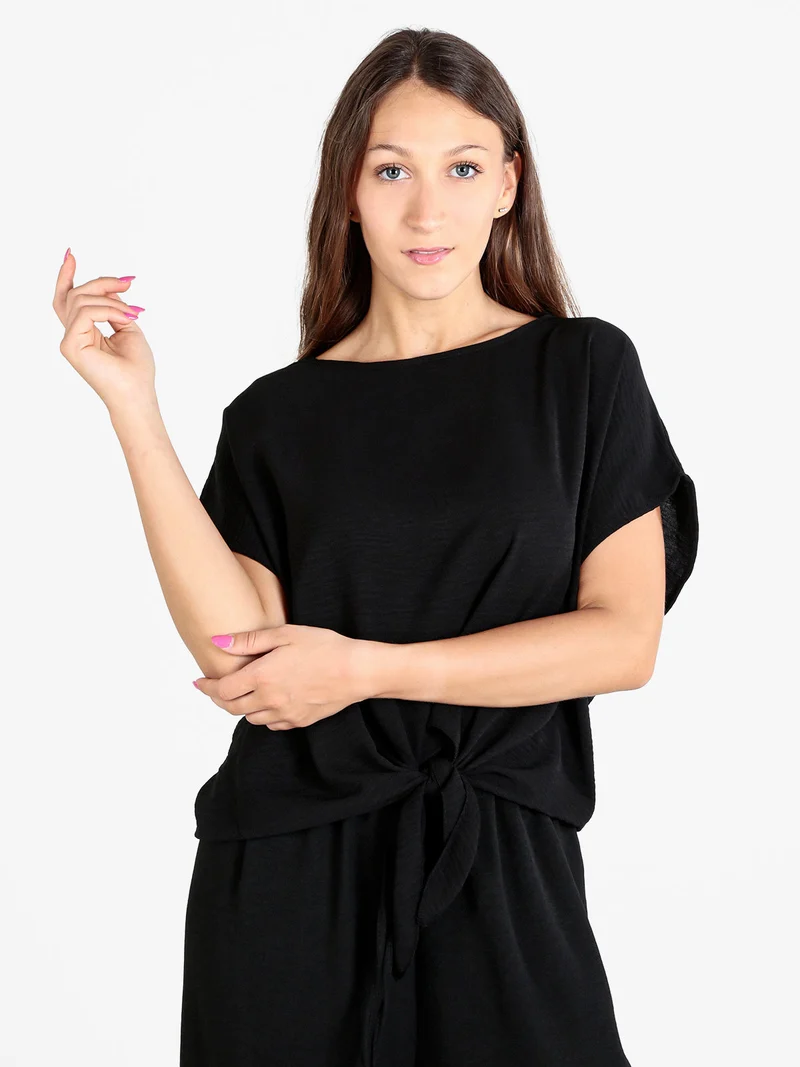 Blusa donna a maniche corte - nero