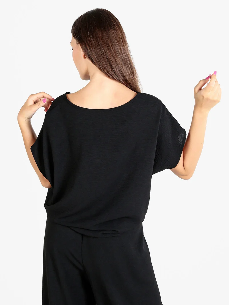 Blusa donna a maniche corte - nero