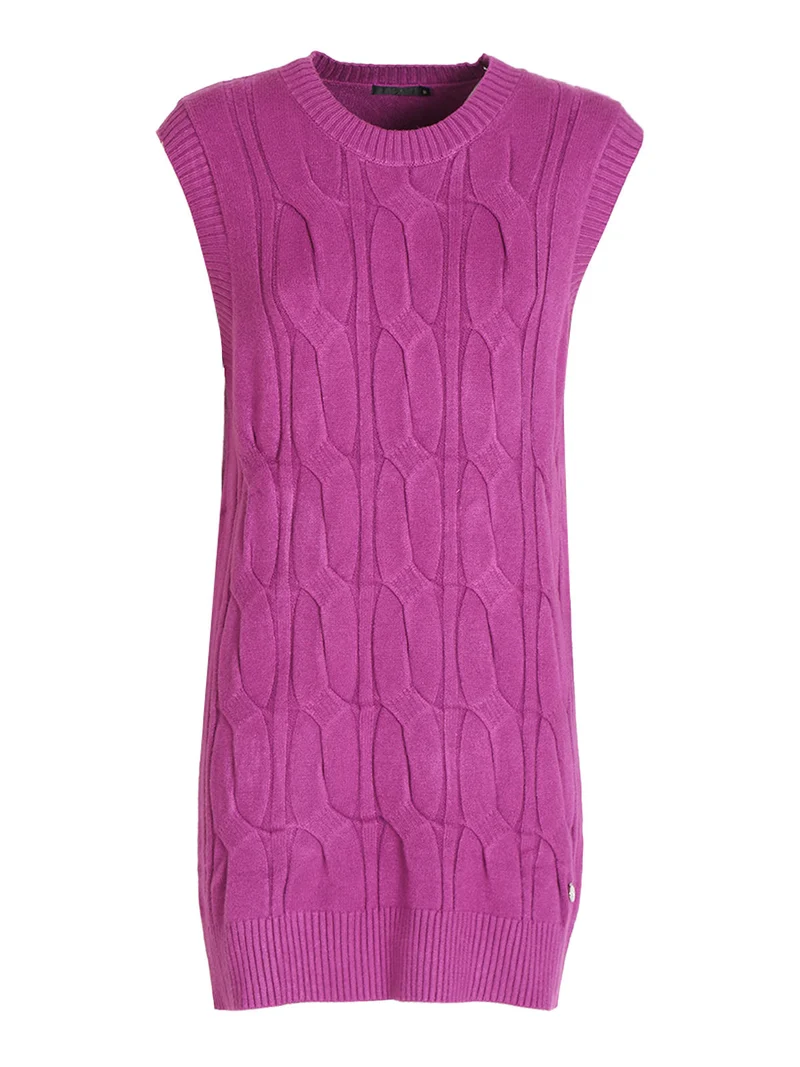 Gilet lungo in maglia da donna - fucsia