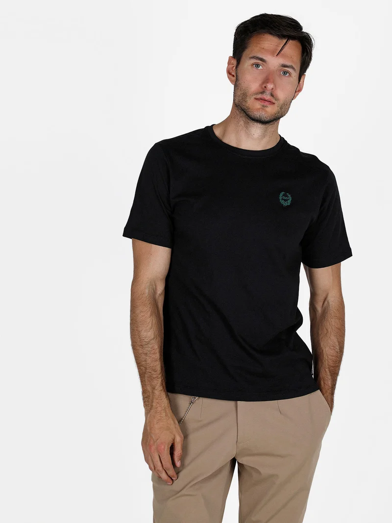T-shirt girocollo da uomo in cotone - nero