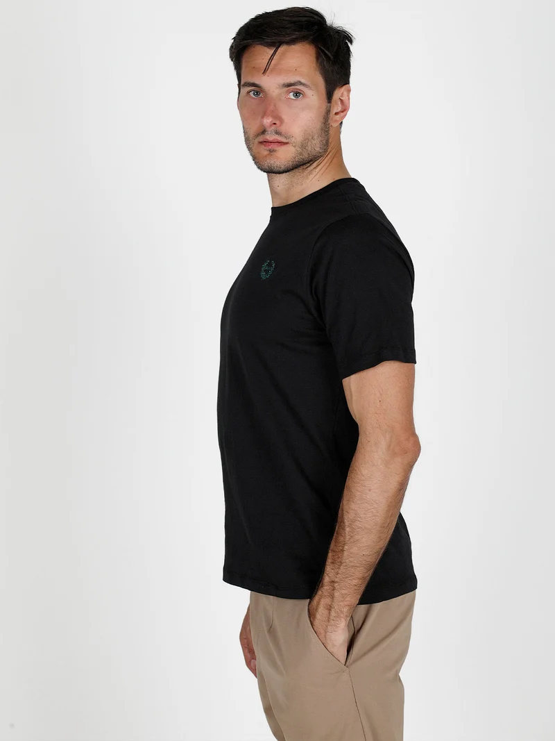 T-shirt girocollo da uomo in cotone - nero