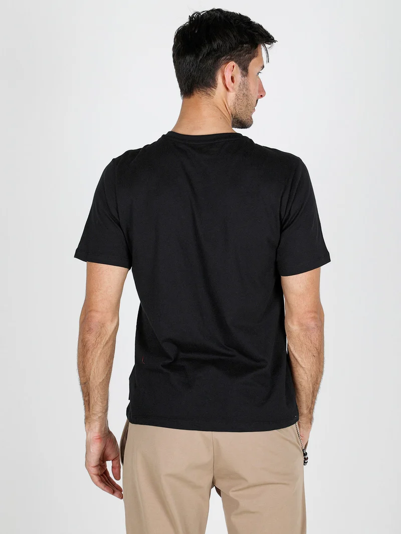 T-shirt girocollo da uomo in cotone - nero