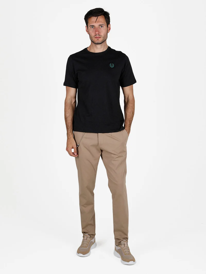 T-shirt girocollo da uomo in cotone - nero