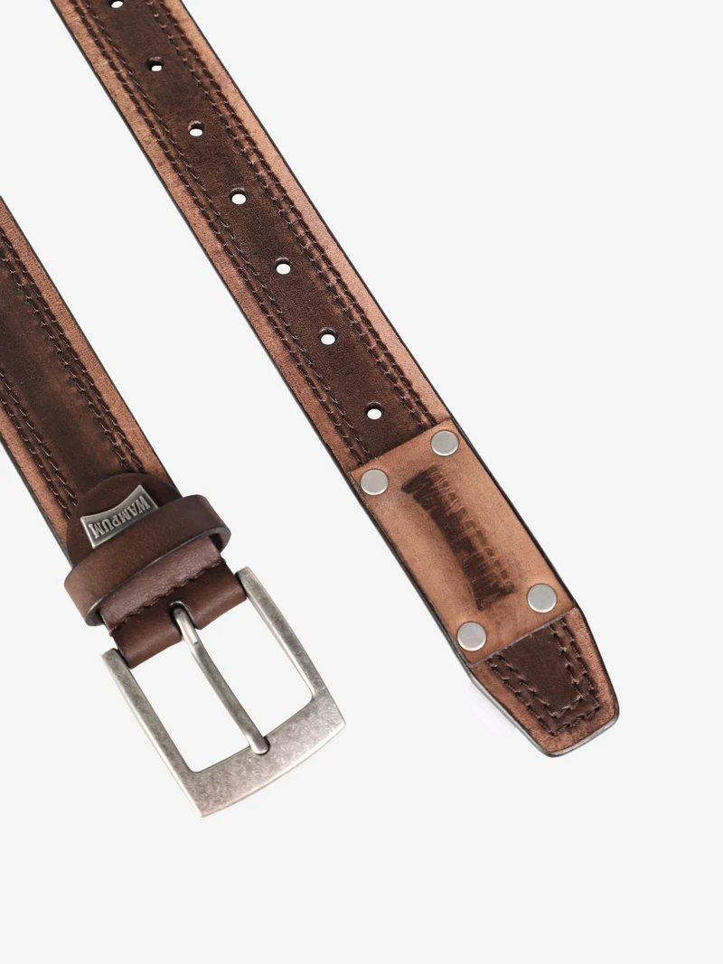 Cintura in pelle vintage da uomo - marrone