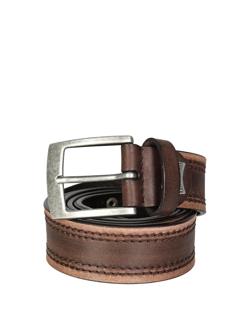 Cintura in pelle vintage da uomo - marrone