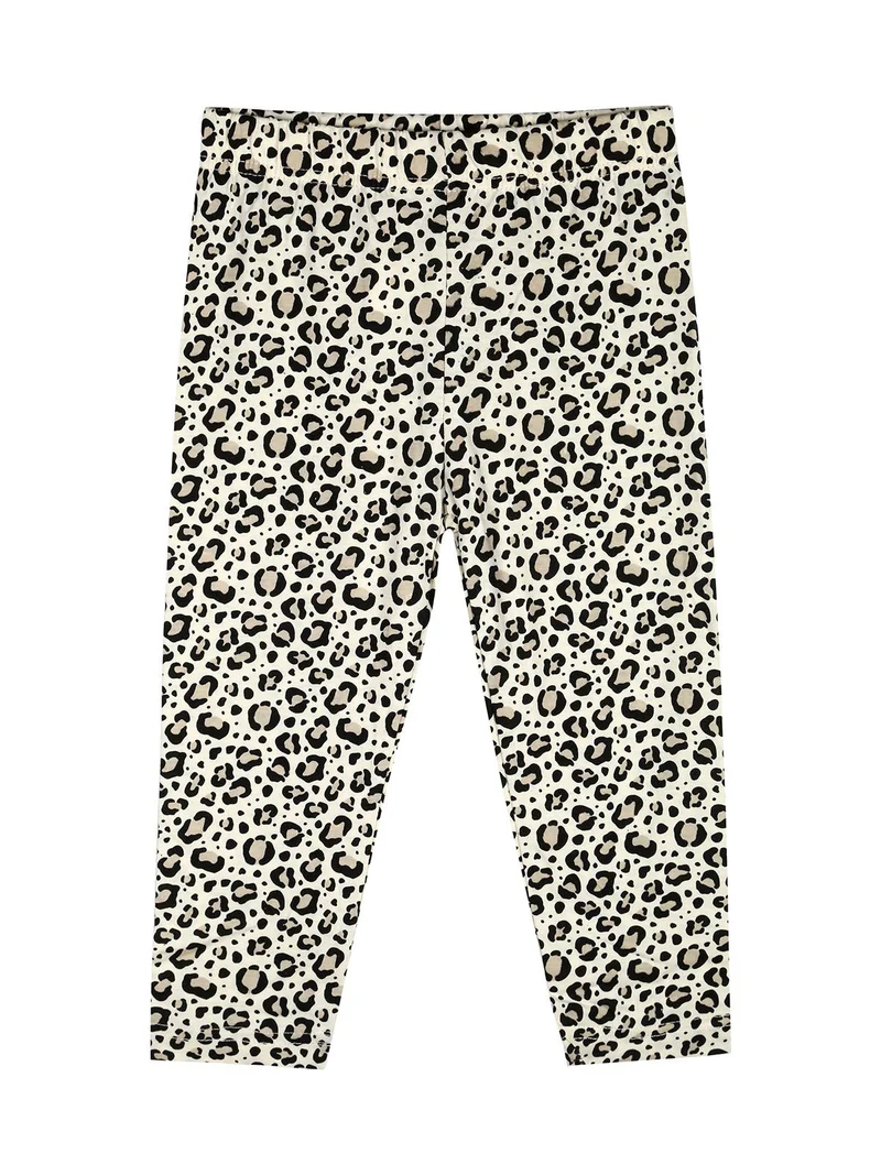 Completo bambina 2 pezzi con t-shirt e leggings maculati a 3/4 - giallo