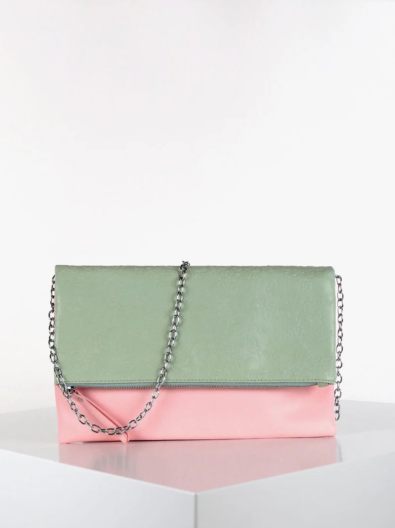 Pochette bicolore in ecopelle - rosa