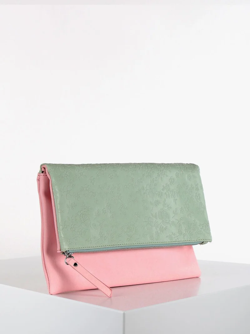 Pochette bicolore in ecopelle - rosa