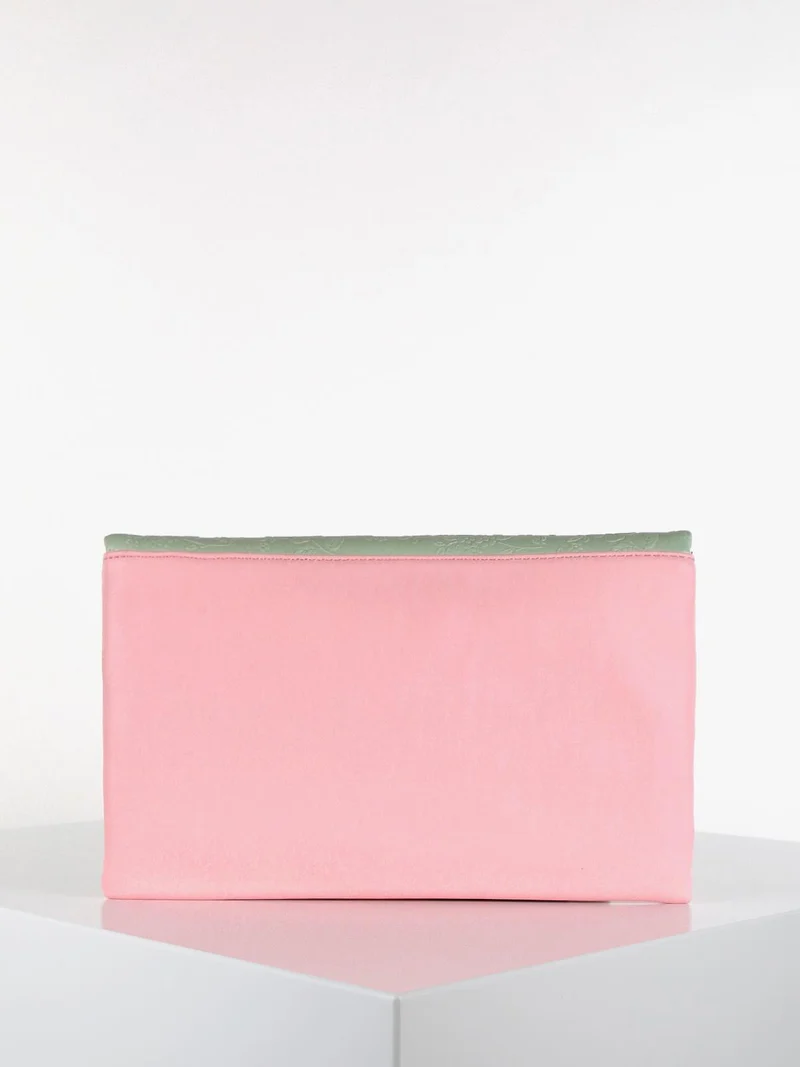 Pochette bicolore in ecopelle - rosa