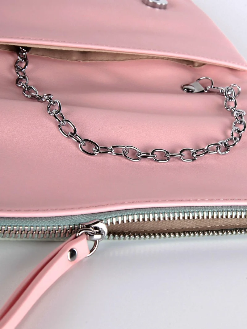 Pochette bicolore in ecopelle - rosa