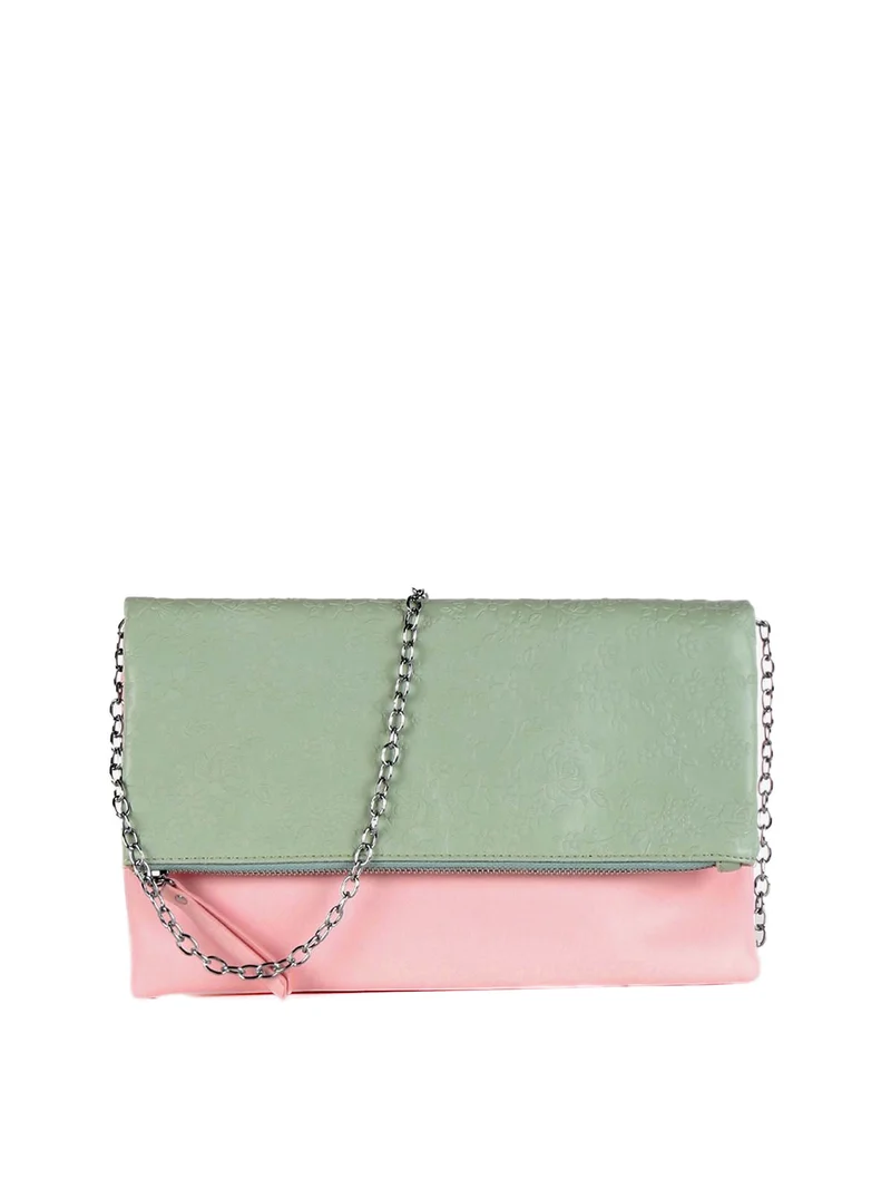 Pochette bicolore in ecopelle - rosa