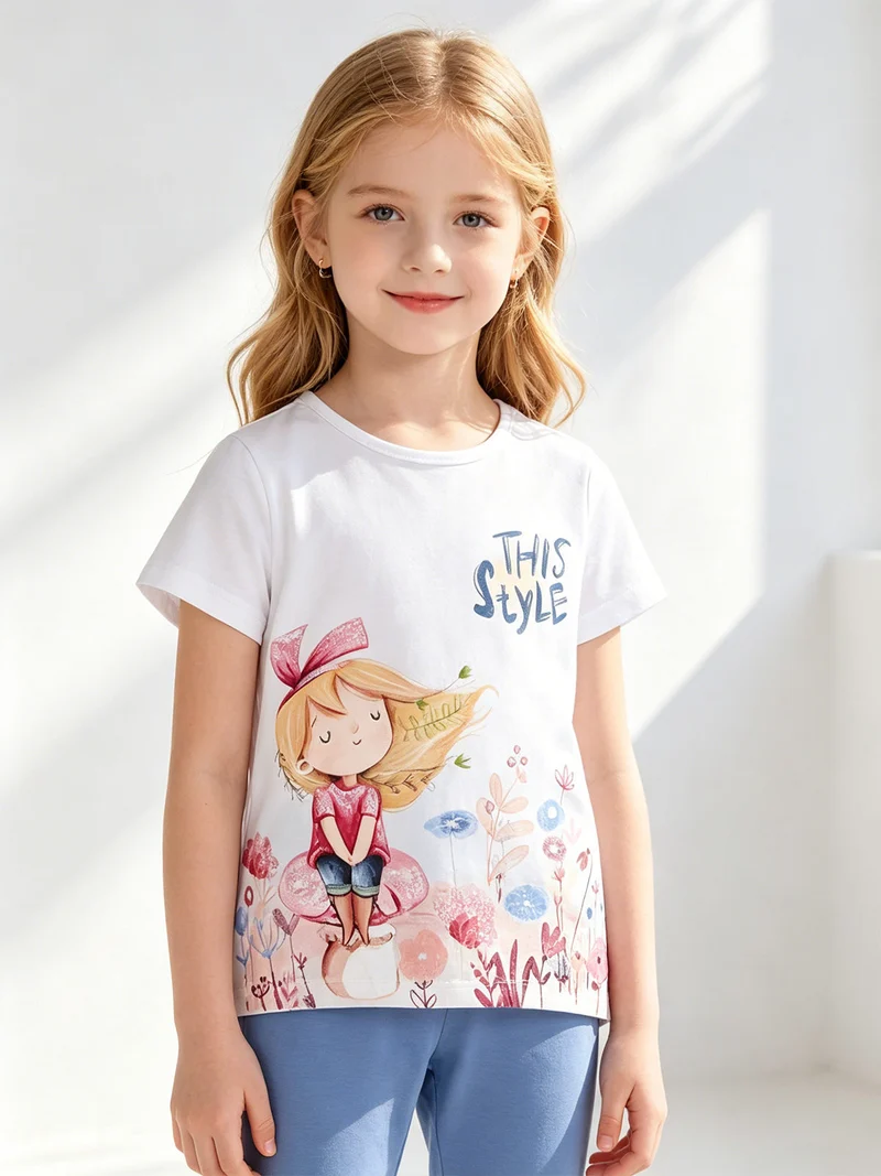 Completo da neonata 2 pezzi con t-shirt e pinocchietti - blu