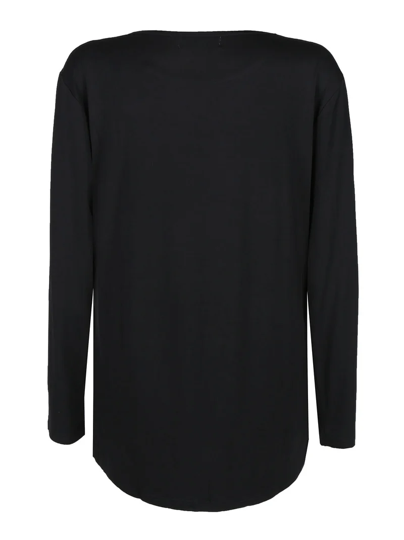 T-shirt donna a maniche lunghe con stampa ghepardo - nero