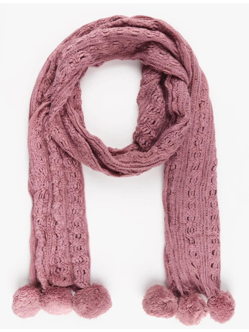 Sciarpa con pompon traforata - rosa