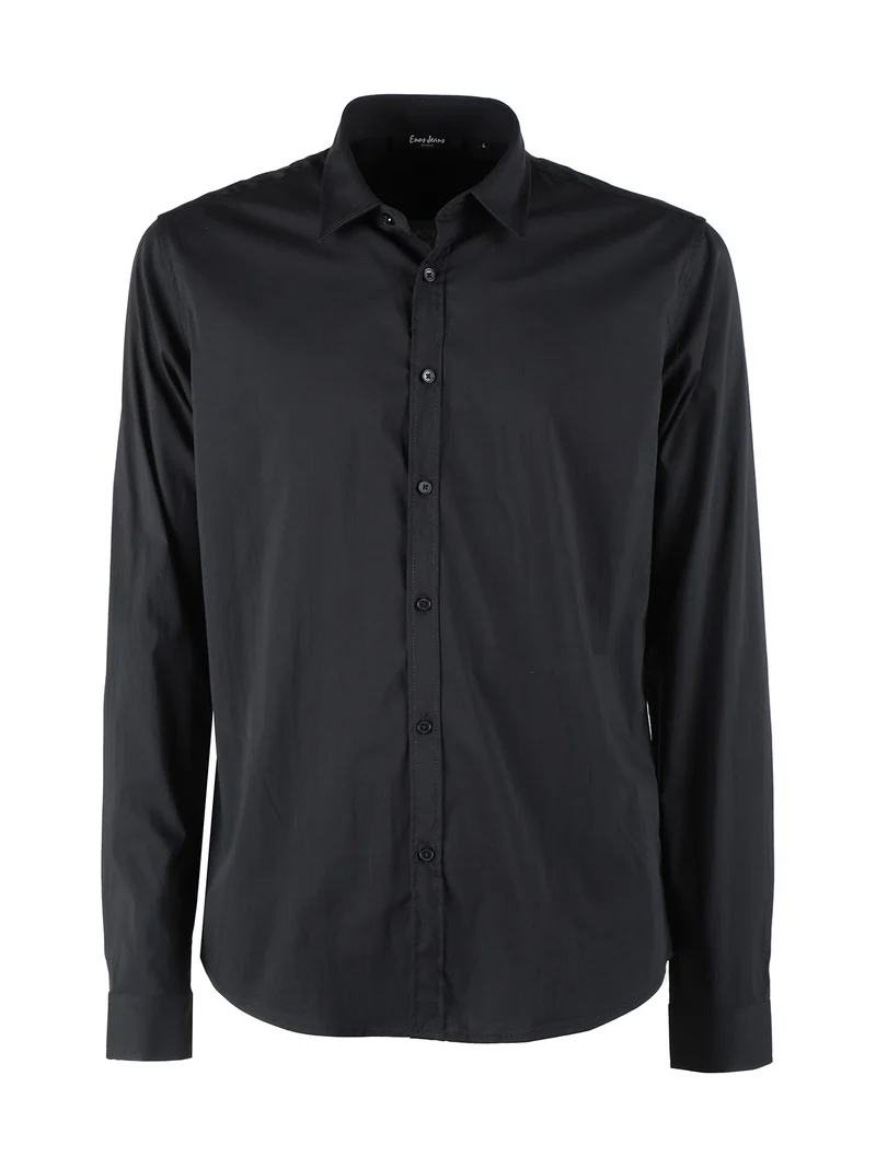 Camicia da uomo slim fit a maniche lunghe - nero