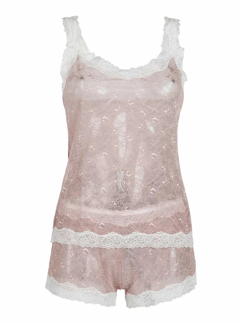 Luxury P0610C Top intimo pizzo + culotte - rosa