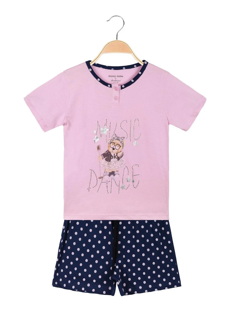 Pigiama corto in cotone da bambina - rosa