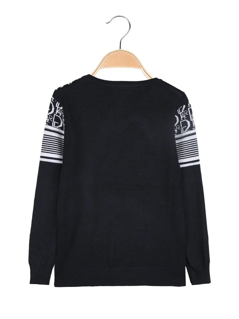 Pullover girocollo da bambino in maglia - blu scuro