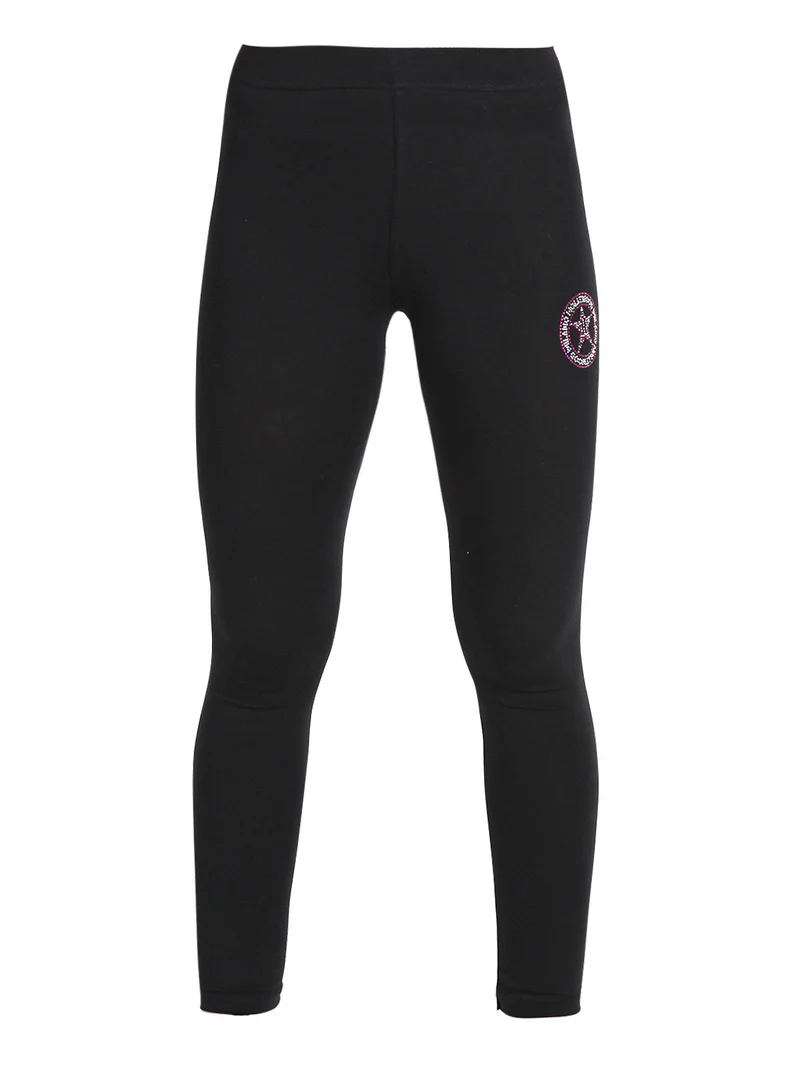 Leggings sportivo da donna con strass - nero