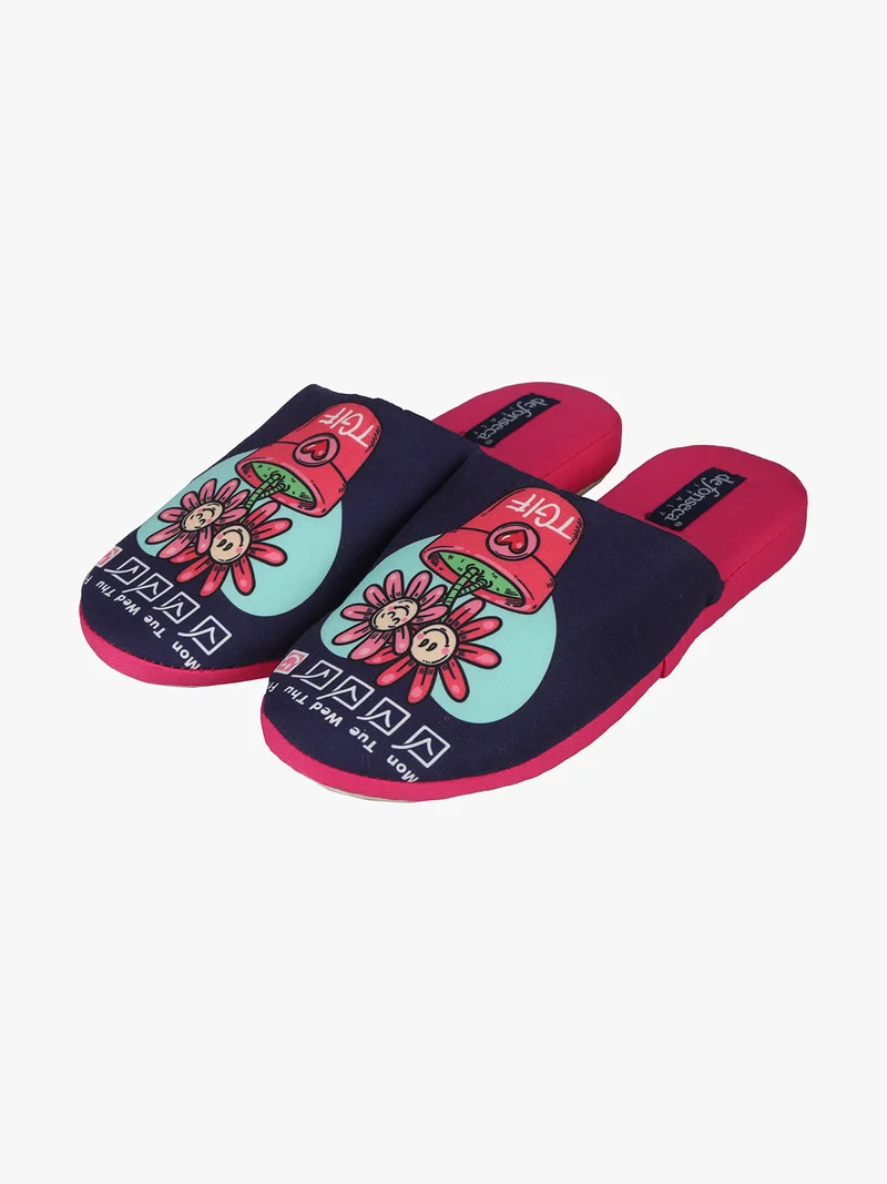 Pantofole da donna con stampe - blu scuro