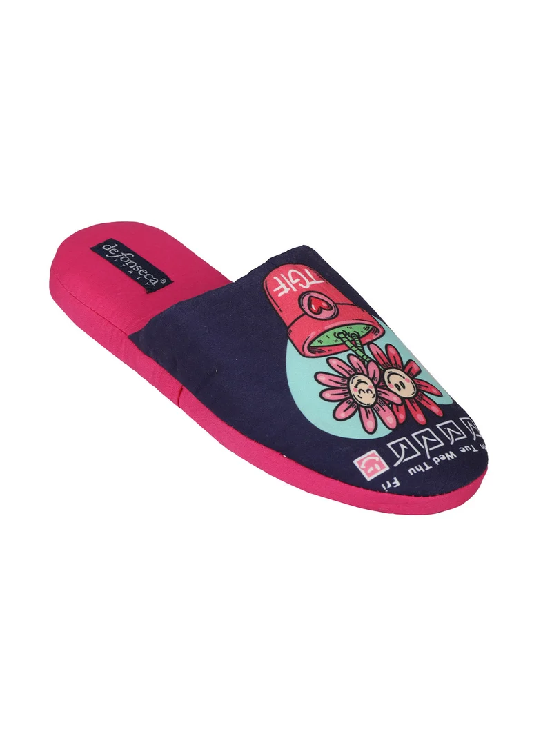 Pantofole da donna con stampe - blu scuro