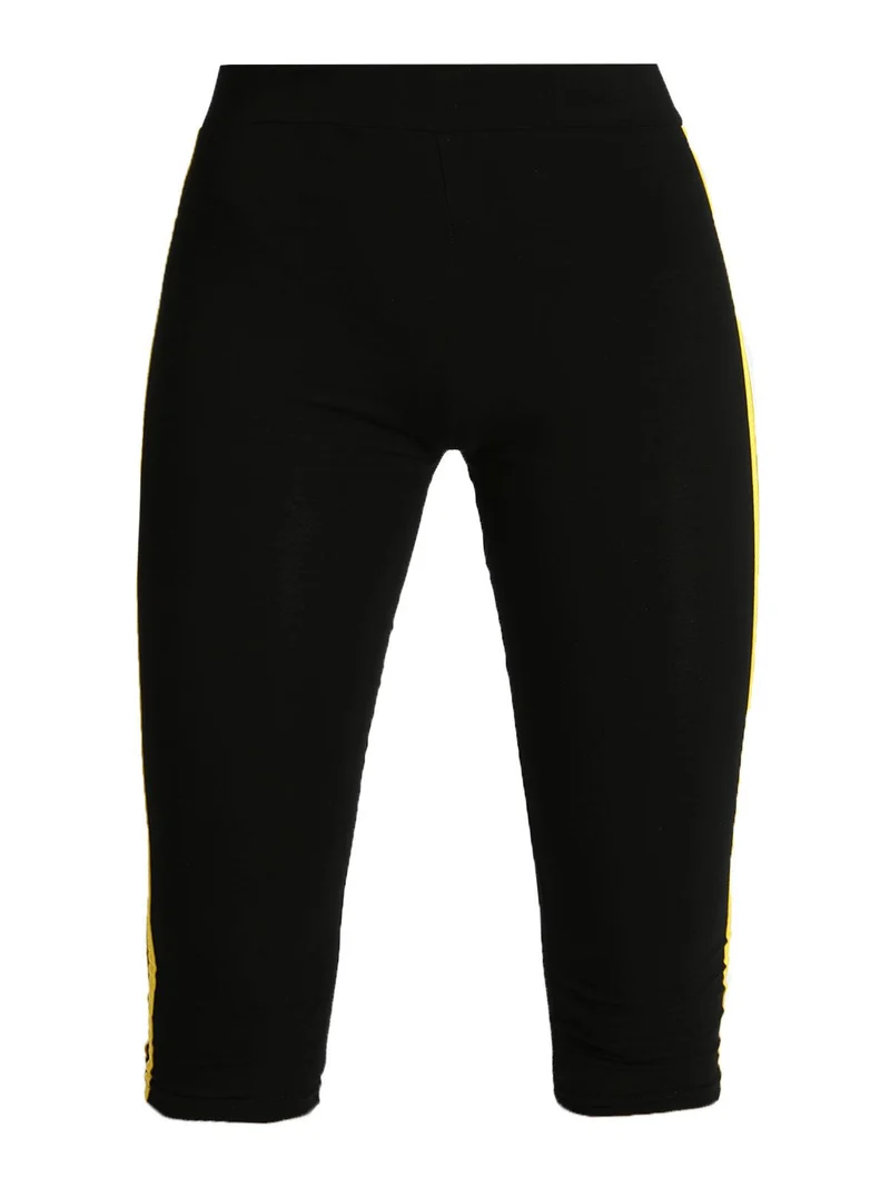 Leggings sportivi 3/4 con strisce laterali - giallo