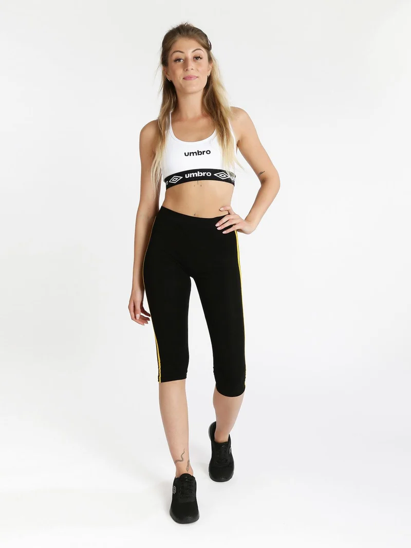 Leggings sportivi 3/4 con strisce laterali - giallo