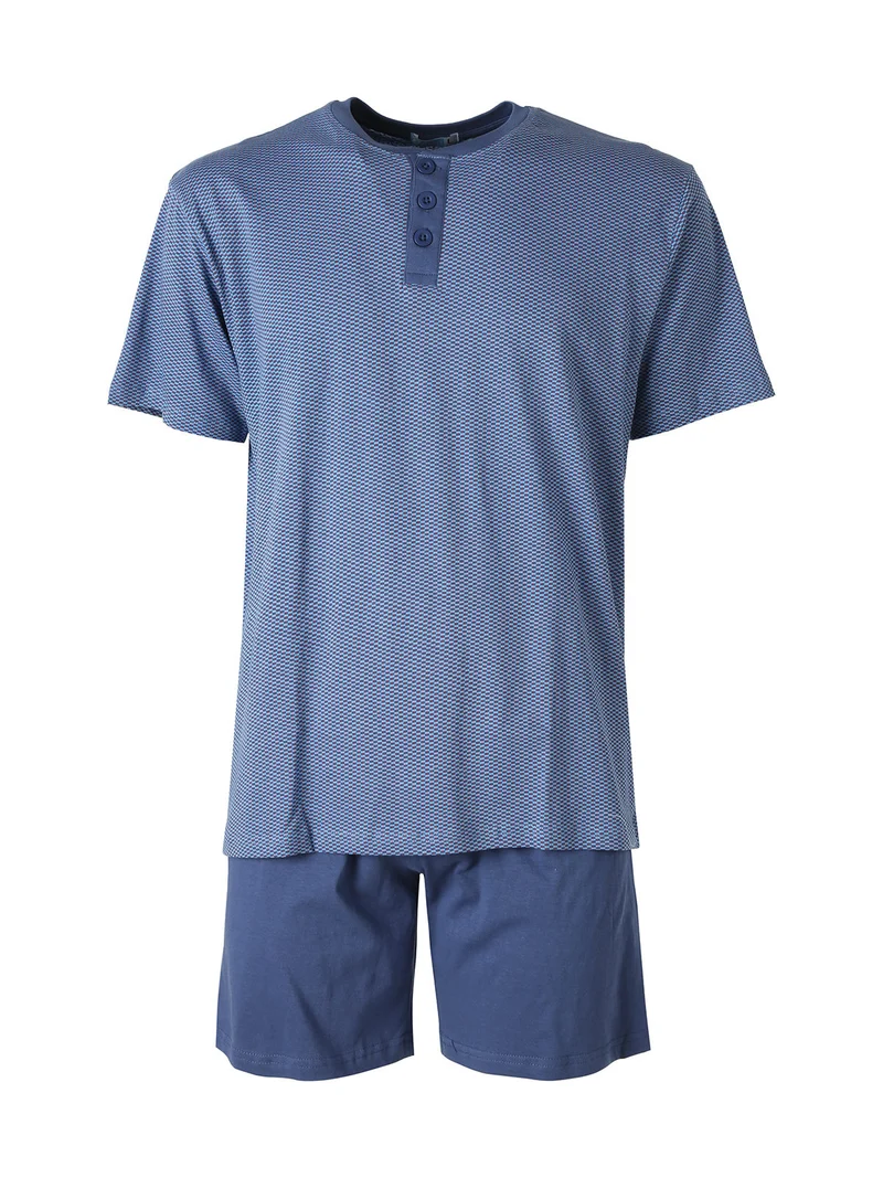 Pigiama corto da uomo in cotone - blu