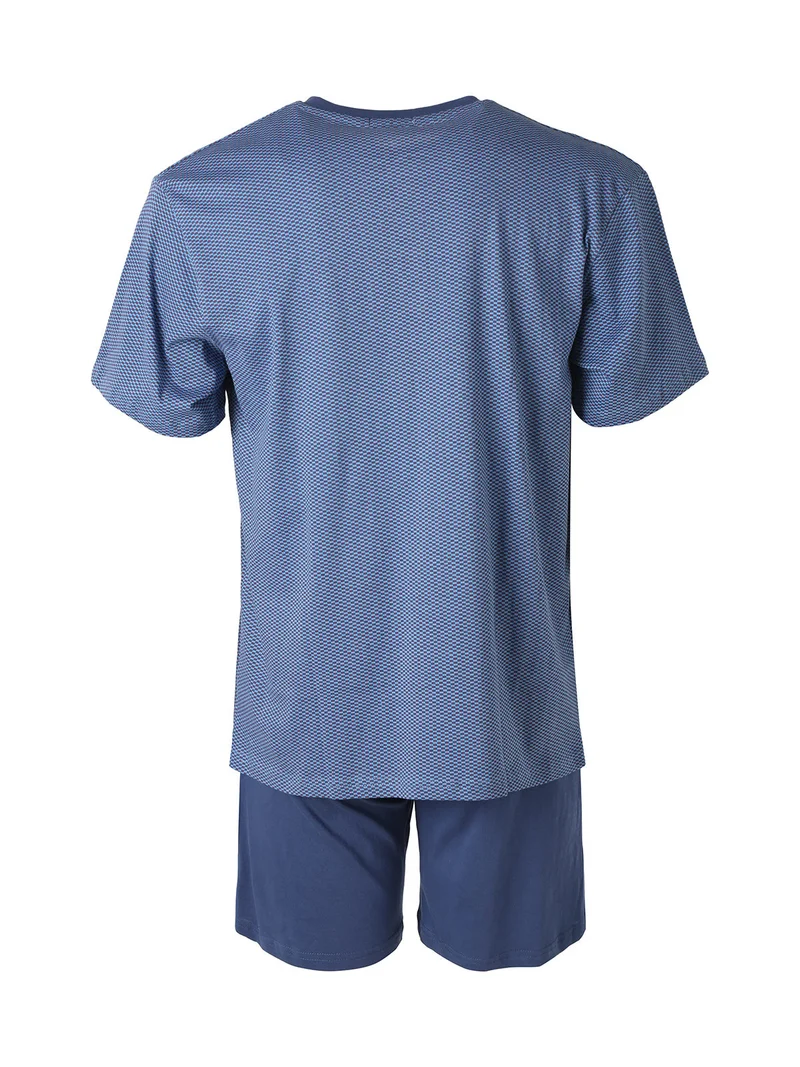 Pigiama corto da uomo in cotone - blu