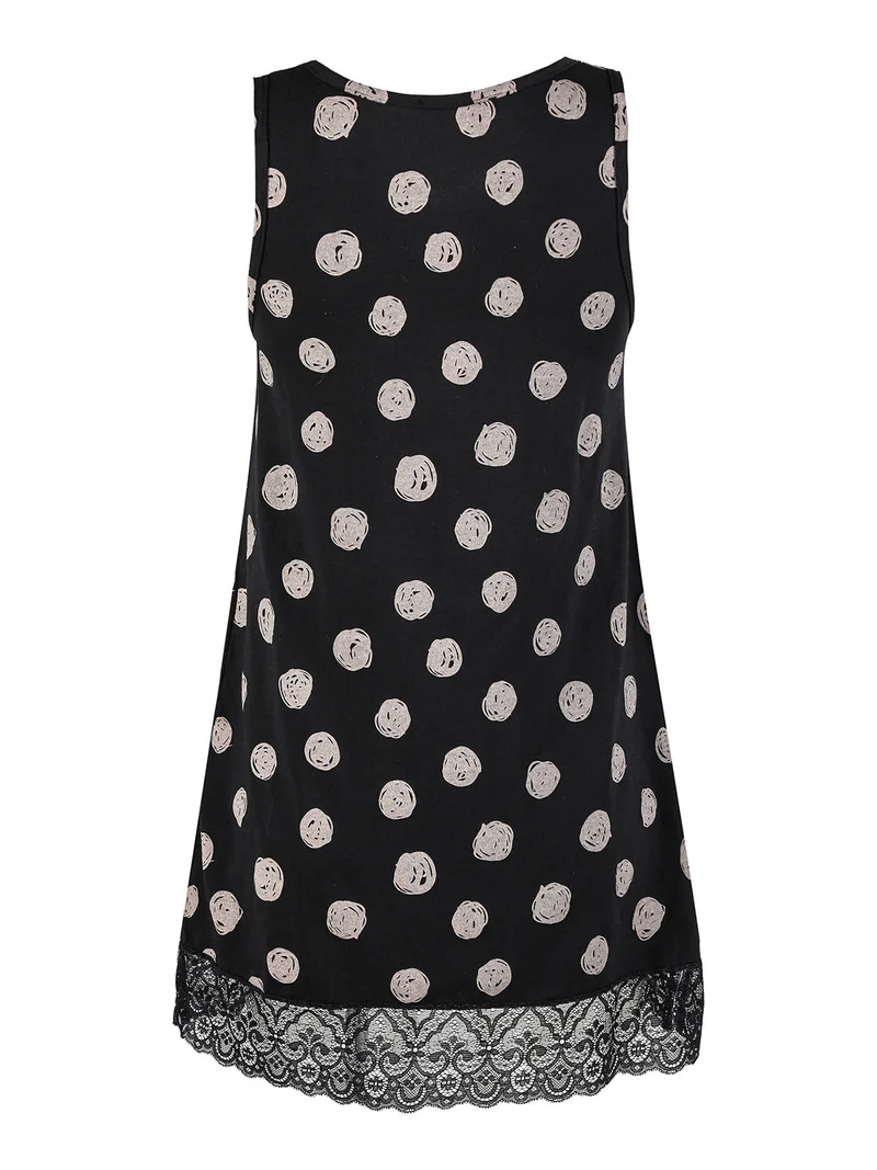 Camicia da notte smanicata con pizzo - nero