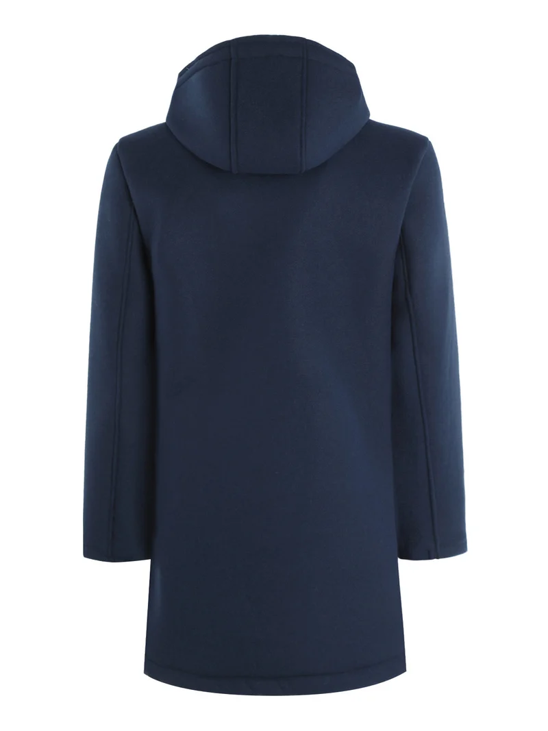 Cappotto uomo in panno con cappuccio - blu