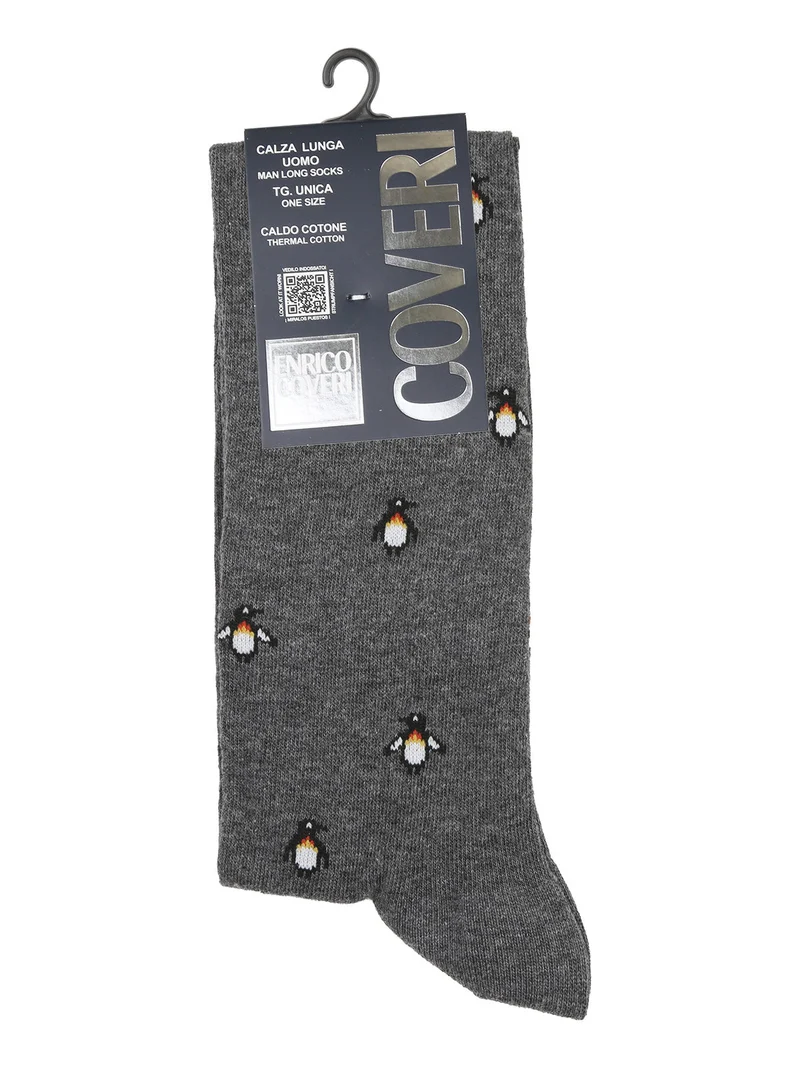 Calze lunghe da uomo in caldo cotone - grigio scuro