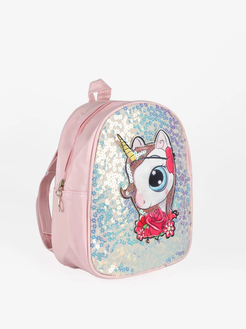 Zainetto da bambina con stampa unicorno - cipria