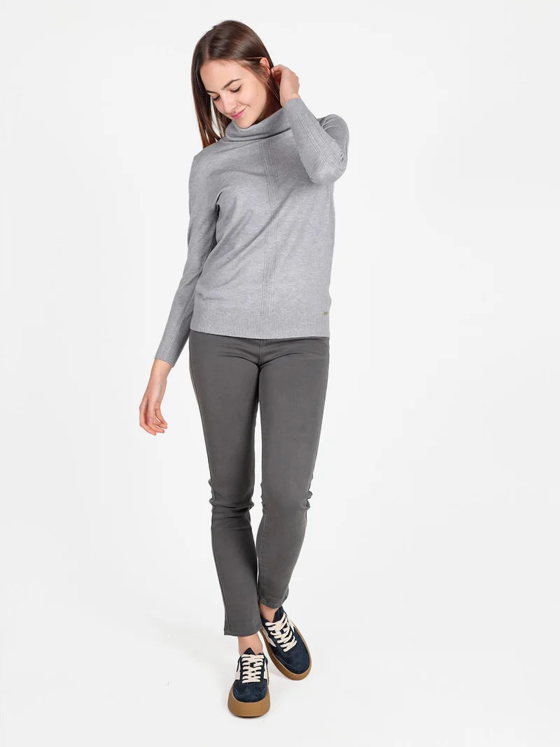 Dolcevita donna in maglia tinta unita - grigio