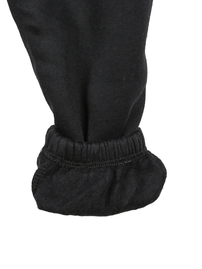 Completo tuta da bambina felpata 2 pezzi con pantaloni cargo - nero