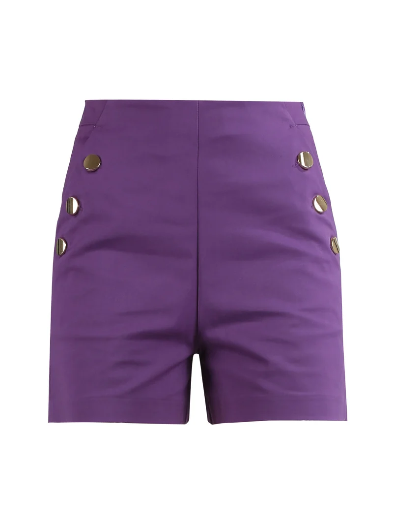 Shorts donna a vita alta - viola
