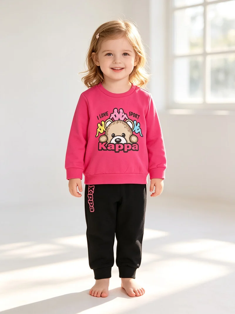 Completo tuta da neonata 2 pezzi con felpa e pantaloni in cotone - fucsia